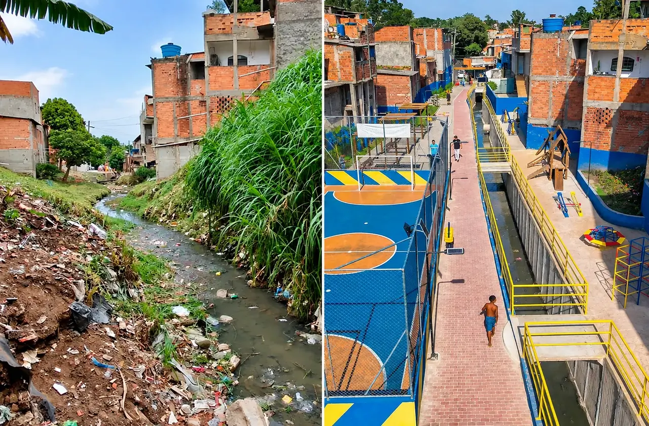 Obra da Prefeitura acaba com enchentes e muda paisagem às margens de córrego na Zona Norte